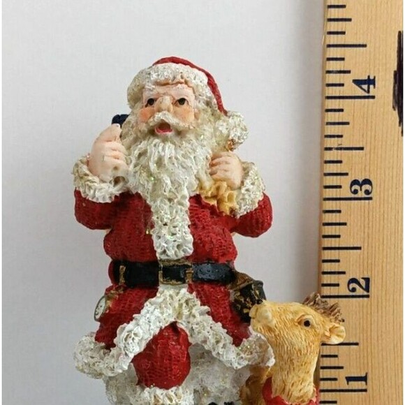 K's Collection Holiday Santa on Chimney with Reindeer Resin Christmas Figurine - Picture 6 of 6